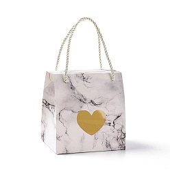 Другие Прямоугольные бумажные подарочные коробки с ручкой-веревкой, прозрачная оконная коробка в виде сердца для подарочной упаковки, мраморный узор, 9x11.5x11.5 см