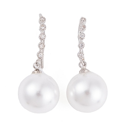 Платина Покрытие стойки латунный цирконий абс крючки для сережек с жемчугом, без кадмия и без свинца, долговечный, платина, 30x2 мм