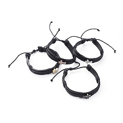 (52) Непрозрачная лаванда Браслеты с регулируемым шнуром унисекс, с коровьей кожаный шнур, вощеный шнур и латунные бусины из циркония, крестик, разноцветные, 2-3/8 дюйм (6 см)