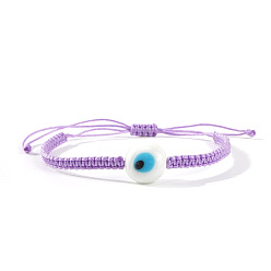 Орхидея Браслеты ручной работы из стекла, украшенные бусинами, символизирующими "оберег от сглаза"., регулируемые браслеты шнур, сиреневые, 11.02 дюйм (28 см)