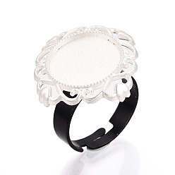 Серебро Основание из сплава с ромбовидной оправой и железом с вращающимся подносом, изготовление колец с круглой накладкой для снятия тревожности, серебряные, 23x23 мм, 17 мм, Размер лотка: 14 мм