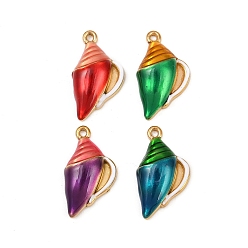 (52) Непрозрачная лаванда 304 нержавеющей стальной эмали подвески, очарование раковины, ионное покрытие (ip), реальный 18 k позолоченный, разноцветные, 22x12x5 мм, отверстие : 1.4 мм