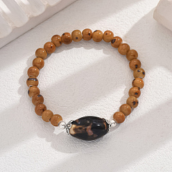 Шоколадный Керамические браслеты ручной работы из бусин для женщин, круглые, со сплавом, цвет шоколада, внутренний диаметр: 2-1/8 дюйм (5.5 см) ~ 3-1/8 дюйм (8 см)