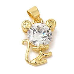Настоящее золото 18K Стойка металлическая латунная микропрофилированная кубическая циркония подвески, без кадмия и без свинца, долговечный, мышь прелести, реальный 18 k позолоченный, 16x11x5 мм, отверстие : 5x4 мм