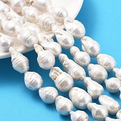 (404) Непрозрачное AB Кислое яблоко Нити натуральных бусин с ядровым жемчугом, барочная жемчужина кеши жемчужина, самородки, класс 2а+, цветочный белый, 14~29x12~15 мм, отверстие : 0.7 мм, около 18~21 шт / нитка, 15.94''~16.14'' (40.5~41 см)