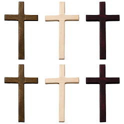 (52) Непрозрачная лаванда 6шт. 3 цветные деревянные кабошоны, с винтом, крестик, разноцветные, 120x70x10 мм, 2 шт / цвет