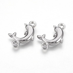 Нержавеющая Сталь Цвет Устойчивы к потускнению 304 соединители из нержавеющей стали, дельфин, цвет нержавеющей стали, 22x13.5x3.5 мм, отверстие : 2 мм