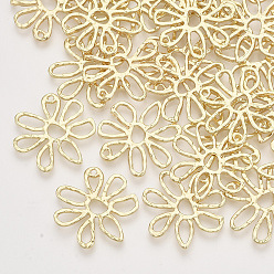 Light Gold Подвесные подвески из сплава, для diy уф смолы, эпоксидная смола, Прессованные цветочные украшения, цветок, золотой свет, 24x24x1.5 мм, отверстие : 1.4 мм