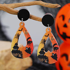 Teardrop Акриловые болтаться серьги стержня, платина, слеза, 56x25 мм