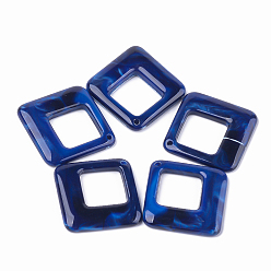 Dark Blue Acrylic Pendants, Imitation Gemstone Style, Rhombus, Dark Blue, 42x41x4.5mm, Hole: 2mm, about 148pcs/500g