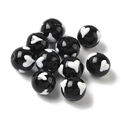 Белый Стеклянные эмалевые бусины ручной работы, круглые с сердцем, окрашенная и подогревом, белые, 13~13.5x11 мм, отверстие : 1 мм