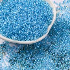 Темно-Голубой Стеклянные цилиндрические бусины, бисер, внутри цветов, круглое отверстие, глубокое синее небо, 2.4~2.7x1.5~1.8 мм, отверстие : 1.2 мм, Около 20000 шт / фунт