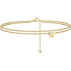 Letter T Браслеты на лодыжку из латуни с хрустальными стразами, золотые, Письмо T, 9-1/8 дюйм (230 мм)