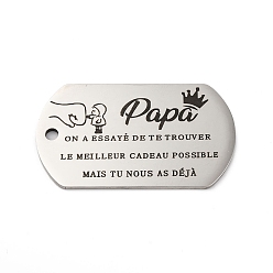 Нержавеющая Сталь Цвет Антикоррозийные 201 подвески из нержавеющей стали, сообщение очарование, прямоугольник со словесным очарованием, цвет нержавеющей стали, 49x28x1.8 мм, отверстие : 3 мм