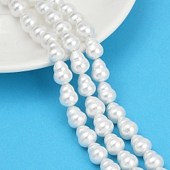 Белый Гальванизированный фарфор имитация жемчуга барочные бусины нити, Горлянка, белые, 12x9 мм, отверстие : 1.2 мм, около 33 шт / нитка, 15.67'' (39.8 см)