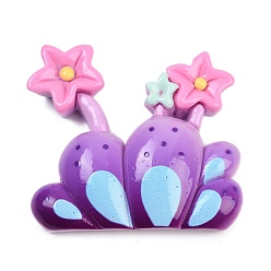 Фиолетовый Непрозрачные кабошоны из смолы, цветок, фиолетовые, 48x52.5x14 мм