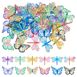 (52) Непрозрачная лаванда 48шт 12 стили окрашены распылением 430 филигранные подвески из нержавеющей стали, стрекоза и бабочка, разноцветные, 17~27x18~26x0.3~0.6 мм, отверстие : 1~1.2 мм, 4 шт / стиль