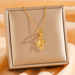 Перо Простой стиль 304 ожерелья с подвесками из нержавеющей стали и кубическими цирконами, золотые, перо, 15.75 дюйм (40 см)