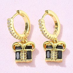 Черный Подарочные латунные серьги-кольца с микропаве из кубического циркония, стойки покрытие, прочное покрытие, без кадмия и без свинца, реальный 18 k позолоченный, чёрные, 23x10 мм