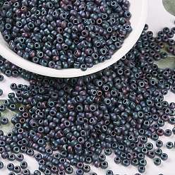 (RR2009) Матовый Металлический Синий Ирис Миюки круглые бусины рокайль, японский бисер, 8/0, (rr 2009) матовый синий металлик ирис, 8/0, 3 мм, отверстие : 1 мм, о 422~455шт / бутылка, 10 г / бутылка