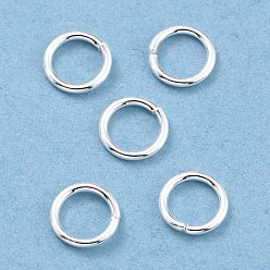 Посеребрённый Покрытие стойки латунными перемычками, открытые кольца прыжок, долговечный, 925 серебро покрытием, 6x0.8 мм, 18 датчик, внутренний диаметр: 4 мм