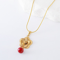 Золотой 3 шт. ожерелья из нержавеющей стали в европейском и американском стиле с красным круглым кулоном для женщин, золотые, 15.75 дюйм (40 см)