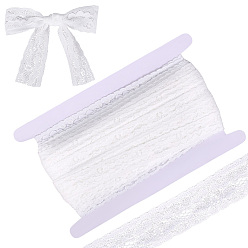 (404) Непрозрачное AB Кислое яблоко 30 ярдов нейлоновой эластичной кружевной отделкой, с картонной карточкой, цветочный белый, 1 дюйм (24 мм)