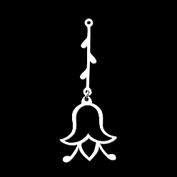 Нержавеющая Сталь Цвет Не тускнеет 201 большие подвески из нержавеющей стали, лазерная резка, с прыжковых колец, цветок, цвет нержавеющей стали, 50.5 мм, отверстие : 1.2 мм