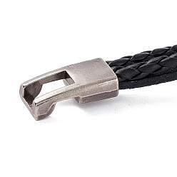 Black Multi- Strand Leather Cord Bracelets, with Alloy Findings, Evil Eye, Black, 220mm(8-5/8 inch)