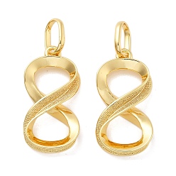 Настоящее золото 18K Латунные подвески, бесконечность, без кадмия и без свинца, стойки покрытие, долговечный, с целью перехода в кольце, реальный 18 k позолоченный, 37x19x6 мм, отверстие : 10x7 мм