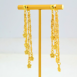 Цветок Серьги-гвоздики с кисточками из латуни, реальный 18 k позолоченный, цветок, 80 мм