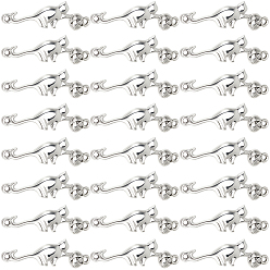 Античное Серебро 80 шт. подвески из сплава в тибетском стиле, В форме кошки, скрепленной клубками пряжи., античное серебро, 12x30x2.5 мм, отверстие : 1.2 мм