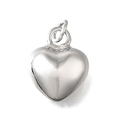 Платина Латунные подвески, сердце прелести, с прыжковых колец, без кадмия и без свинца, долговечный, стойки покрытие, платина, 16x12.5x8 мм, отверстие : 3.5 мм