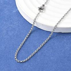 Нержавеющая Сталь Цвет Устойчивые к потускнению 304 ожерелья из нержавеющей стали унисекс ожерелья-цепочки Rolo, цвет нержавеющей стали, 19.69 дюйм ~ 20.08 дюйм (50~51 см), 2 мм