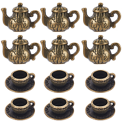 Античная Бронза 40 шт 2 стили подвески из сплава в тибетском стиле, чайник, античная бронза, 13x15x8 мм, отверстие : 2 мм, 20 шт / стиль