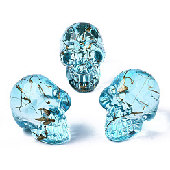 Light Blue Electroplate K9 Glass Display Decorations, Drawbench, Skull, for Halloween, Light Blue, 22x18x26mm