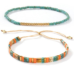 (52) Непрозрачная лаванда 2шт. 2 стильный набор браслетов в богемном стиле из стеклянного бисера с эластичной застежкой и ползунком для женщин, разноцветные, 11.02 дюйм (28 см)