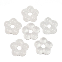 Белый Прозрачные стеклянные бусины, цветок, белые, 24x25x7 мм, отверстие : 6 мм