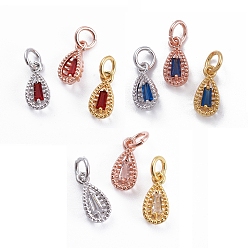 (52) Непрозрачная лаванда Латунные микро проложить кубического циркония подвески, с целью перехода в кольце, слеза, разноцветные, 11x5x3 мм, отверстие : 3 мм