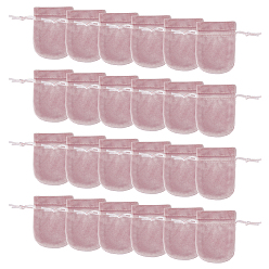 Misty Rose 24Pcs Velvet Storage Bags, Drawstring Pouches Packaging Bag, Oval, Misty Rose, 9x7cm