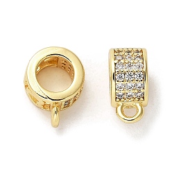 Настоящее золото 18K Латунные поручни из кубического циркония с микропаве, без кадмия, без никеля и без свинца, петля под залог, кольцо, реальный 18 k позолоченный, 11x8x5 мм, отверстие : 1.6 мм, внутренний диаметр: 5 мм