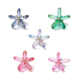 (52) Непрозрачная лаванда Окрашенные стеклянные подвески, цветок, с латунной петлей и железной фурнитурой, разноцветные, 20.5x25.5x20.5 мм, отверстие : 4x3 мм