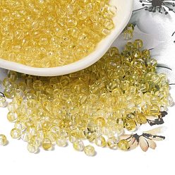 Желтый Прозрачные цвета стеклянные круглые бусины, с блеском порошок, круглое отверстие, желтые, 4x3 мм, отверстие : 1.4 мм, Около 4500 шт / фунт