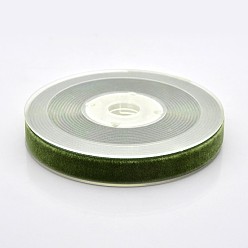 Olive Polyester Velvet Ribbon for Gift Packing and Festival Decoration, Olive, 1/2 inch(13mm), about 25yards/roll(22.86m/roll)