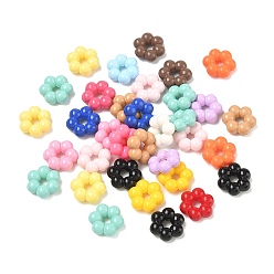 Mixed Color Baking Painted Opaque Acrylic Beads, Flower, Mixed Color, 9x9x3mm, Hole: 2mm