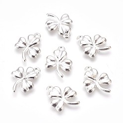 Серебро Сплавочные подвески тибетского стиля, без кадмия, без никеля и без свинца, ireland shamrock, серебряные, 19x14x2 мм, отверстие : 2 мм