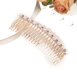 Белый Сплавочная гребенка со стразами для волос , с бусиной из искусственного жемчуга, аксессуары для волос для женщин и девочек, белые, 120 мм