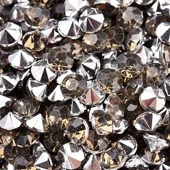 Темно-Серый Имитация taiwan акриловый горный хрусталь указал назад кабошоны, граненые, алмаз, темно-серый, 4x3 мм