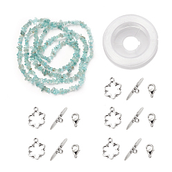 Apatite DIY Bracelets Necklaces Jewelry Sets, Natural Apatite Chips Beads Strands, Toggle Clasps, Lobster Claw Clasps and Elastic Wire, 12.6x10.6x2.1cm