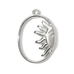 Нержавеющая Сталь Цвет 304 подвески из нержавеющей стали, овал с солнечными подвесками, цвет нержавеющей стали, 23x16 мм